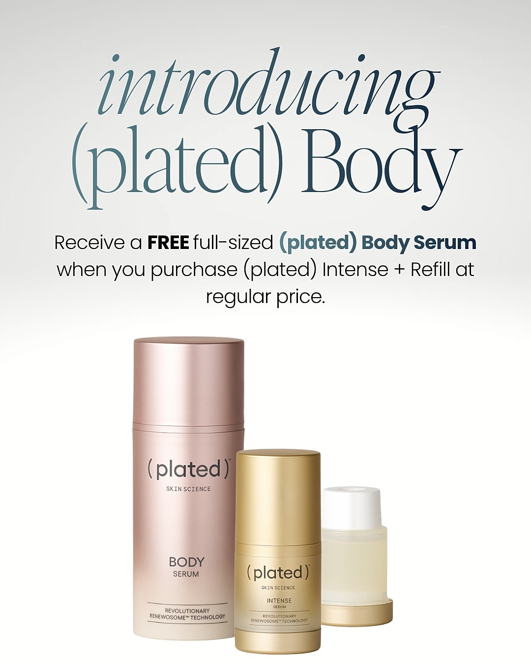 New plated Body Serum promotional offer.