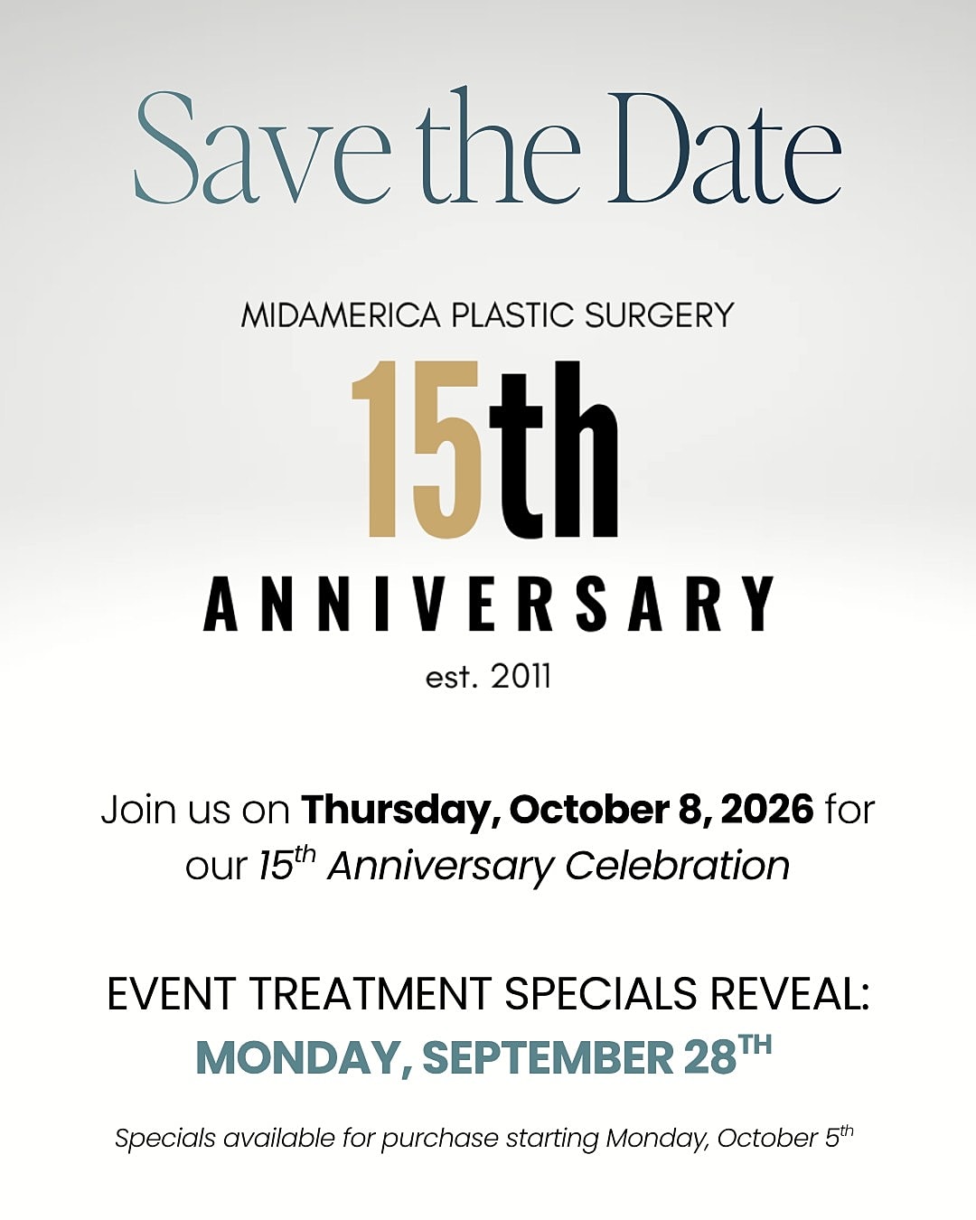 15th anniversary celebration save the date announcement