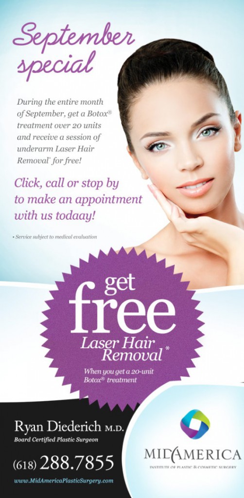 September Special – Free Underarm Laser Hair Removal when you get a Botox®  treatment over 20 units.